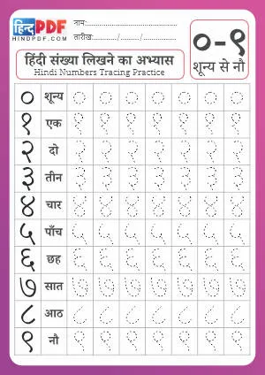 Hindi Numbers Tracing Book PDF Download